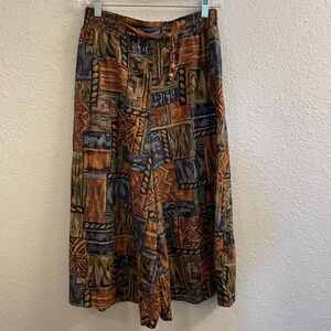 Wide Leg Pants M Abstract Patchwork Elastic Waist NeoDecoArty GalleryCore